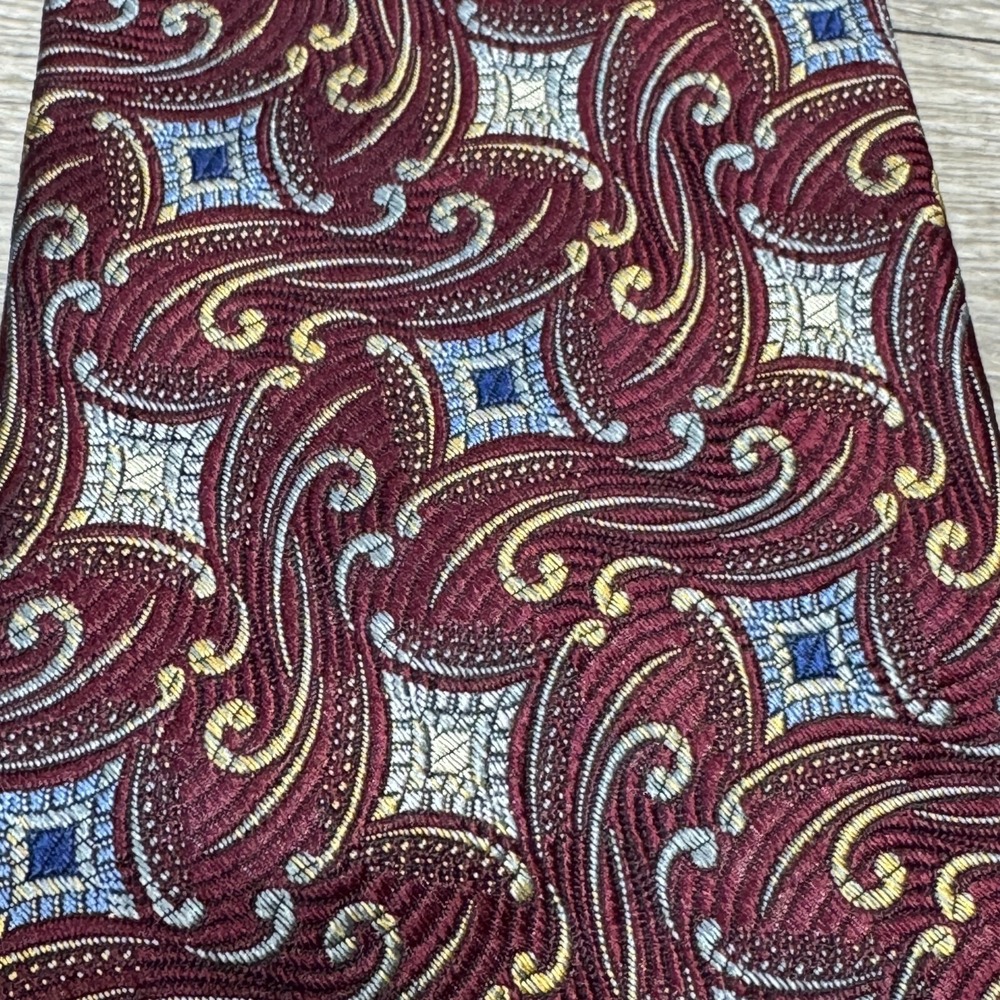 Robert Talbott Nordstrom Handmade Luxury 100% Silk Neck Tie Paisley Burgandy USA - Picture 2 of 10